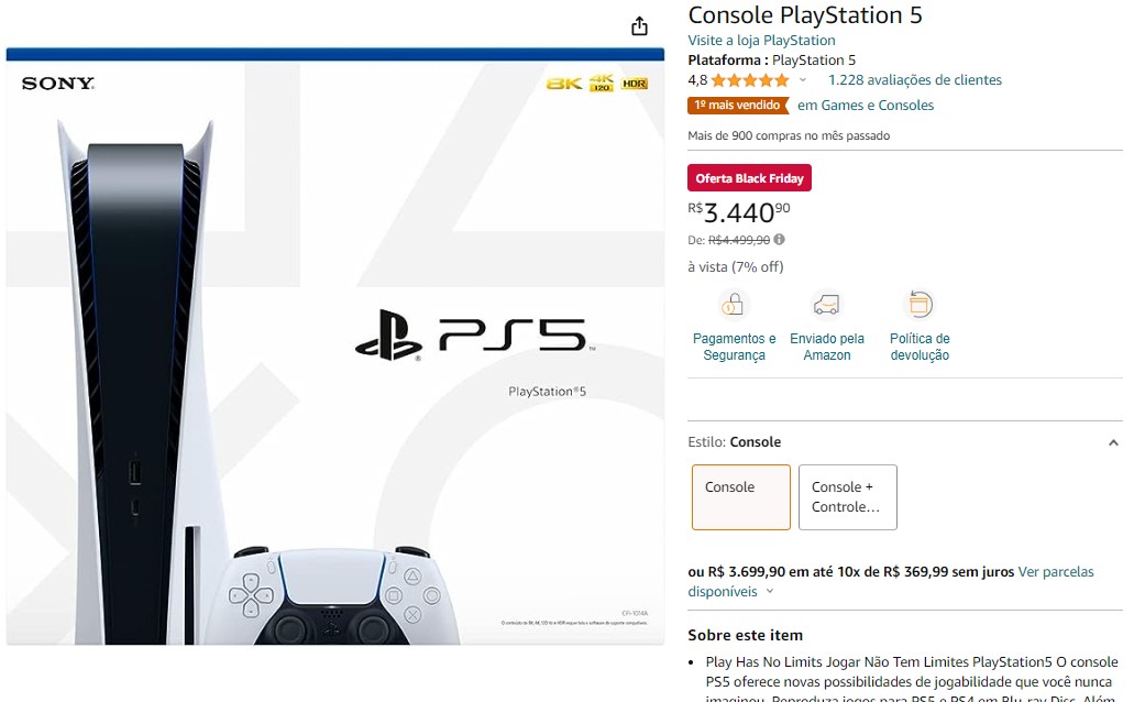 PlayStation 5 com desconto de Black Friday
