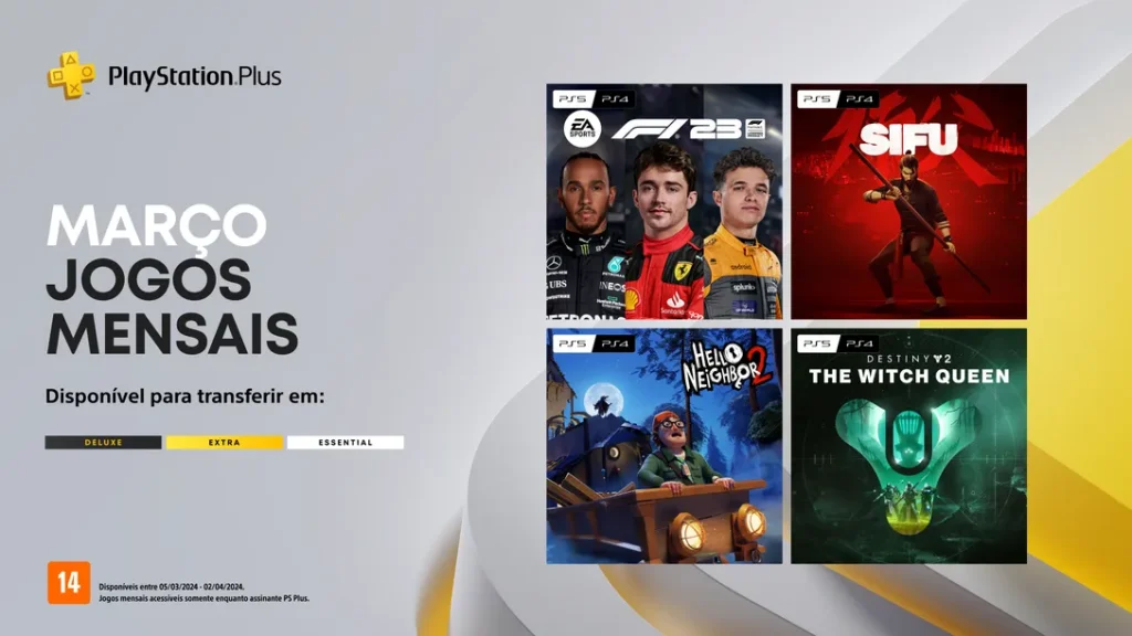 PlayStation anuncia os jogos da PS Plus do mês de março